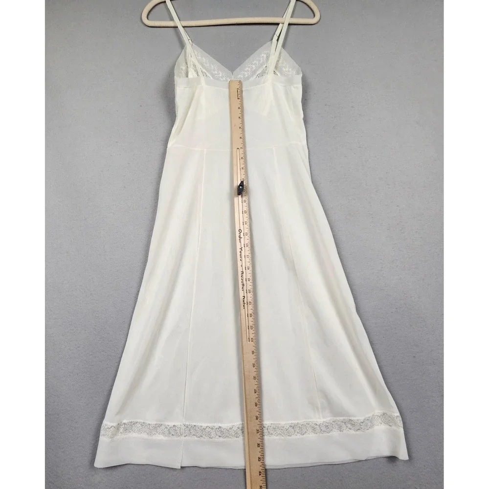 Vintage Lace Slip Dress Womens Small White Nylon Nightgown Made‎ in USA Lingerie - Picture 6 of 15